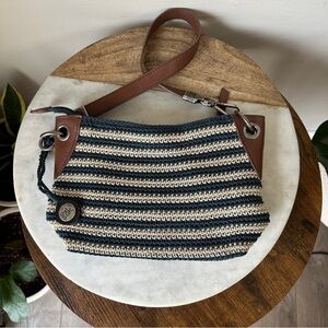 The Sak Navy and Cream Striped Hobo Bag